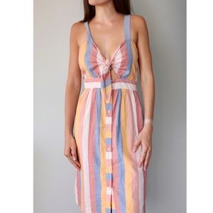 Tie-Front Cutout Dress in Sherbet Stripe